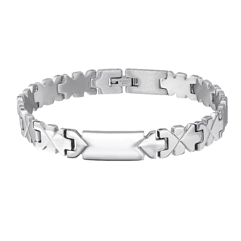 Men's 'Houston' High Polish Stainless Steel Hancuff Bracelet