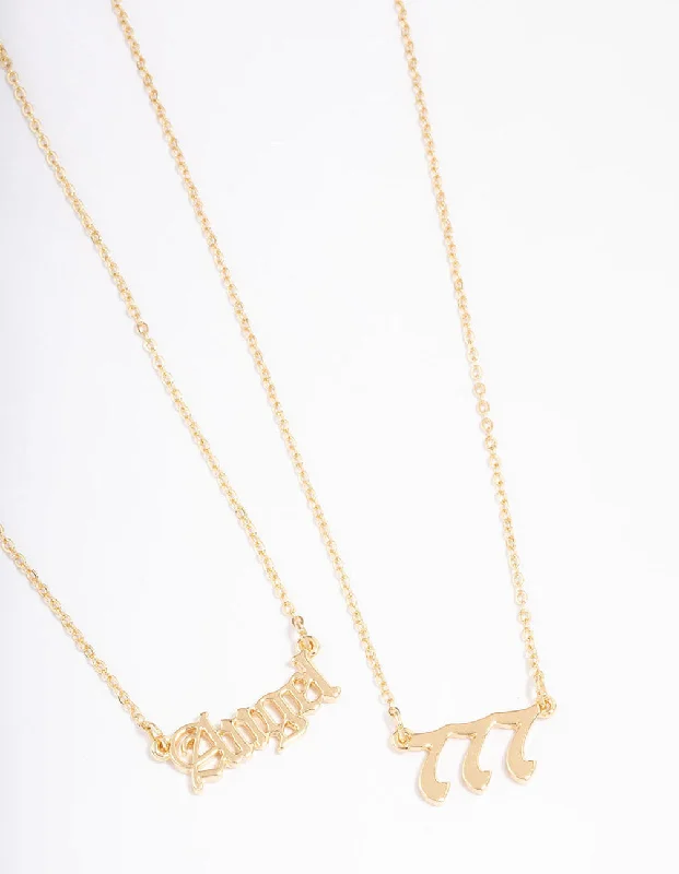 Gold Plated Angel Number '777' Layered Necklace