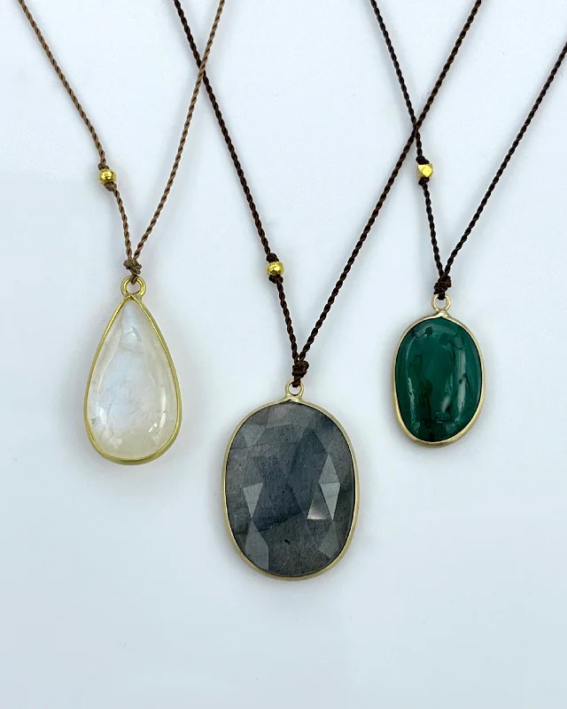 Margaret Solow Single Stone & Gold Necklaces