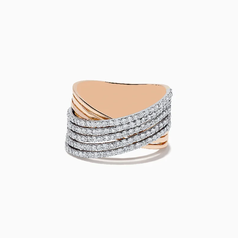 14K Two-Tone Gold Diamond Crossover Ring