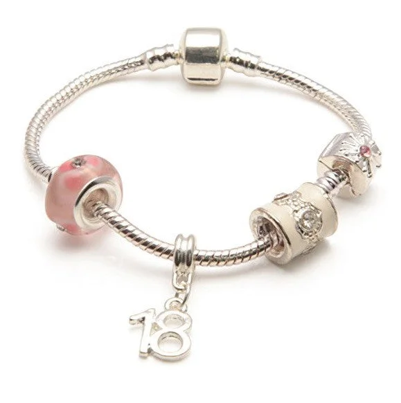 Age 18 'Pink Parfait' Silver Sparkle Charm Bead Bracelet