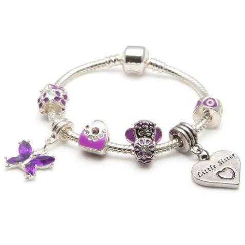 Little Sister Purple Fairy Dream Silver Plated Charm Bracelet