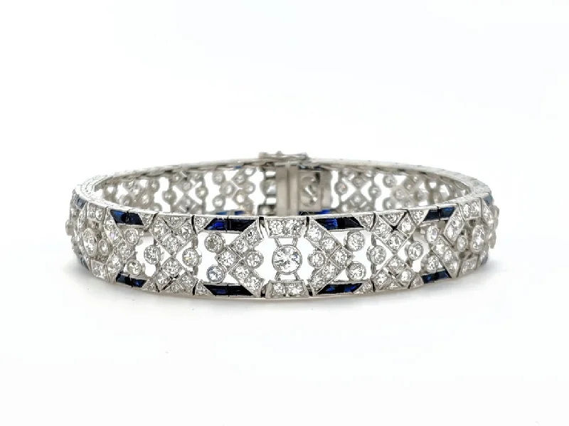 SOLD- Art Deco Period, Diamond and Sapphire bracelet