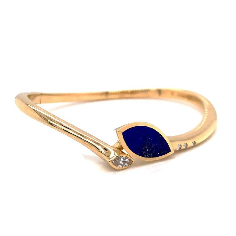 Yellow Gold Lapis & Diamond Bracelet - "Lily Alpine"