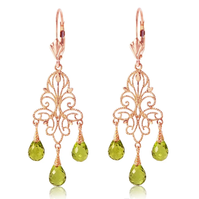 3.75 Carat 14K Solid Gold Peridot Gemstone Chandelier Earrings