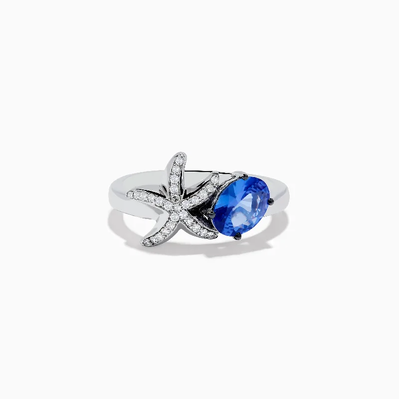 Nahla Siri 925 Silver Tanzanite and Diamond Starfish Ring