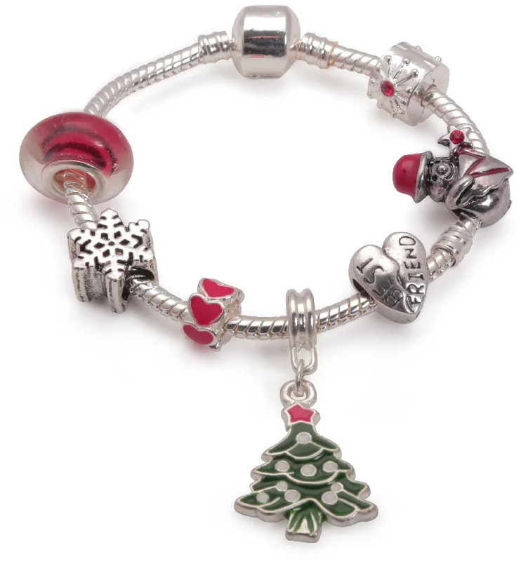 Adult's Teenagers 'Best Friend Christmas Dream' Silver Plated Charm Bracelet