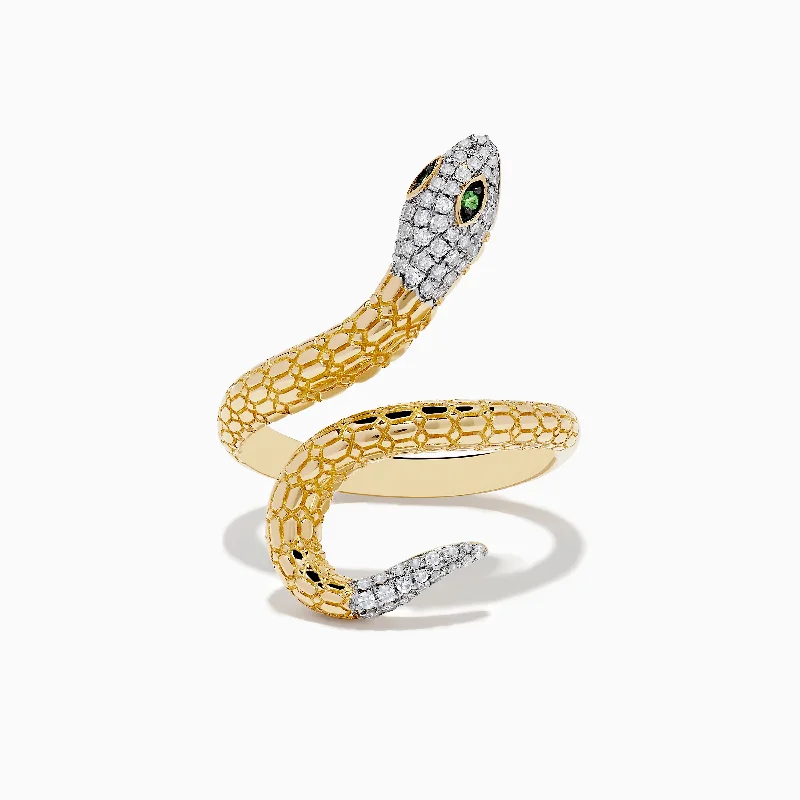 Safari 14k Yellow Gold Snake Diamond Ring