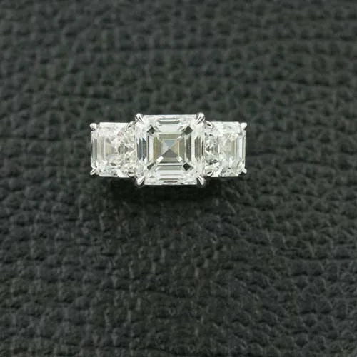 Asscher cut Diamond Three Stone Ring