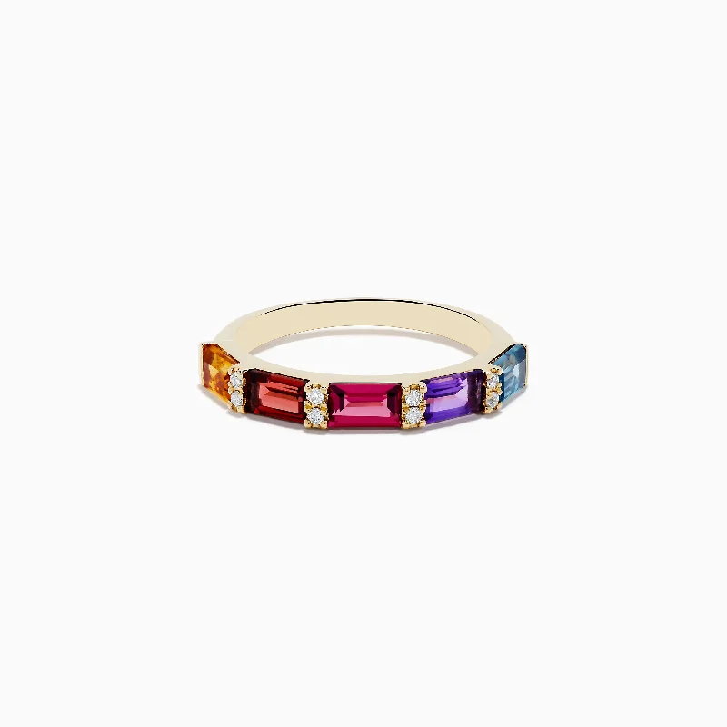 Mosaic 14K Yellow Gold Multi Gemstone Ring