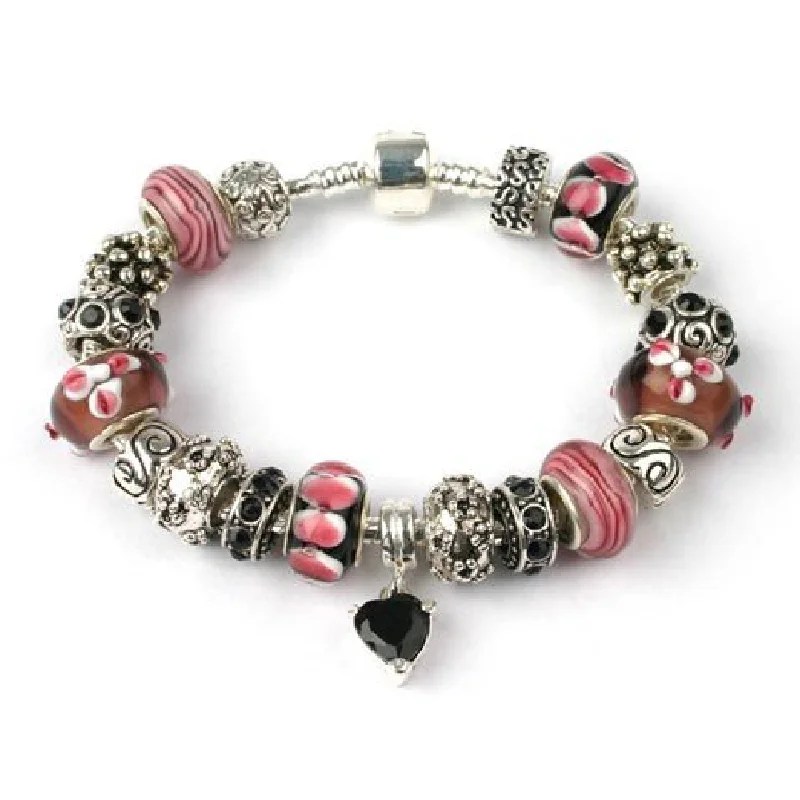 Adult's 'Flamenco' Silver Plated Charm Bead Bracelet