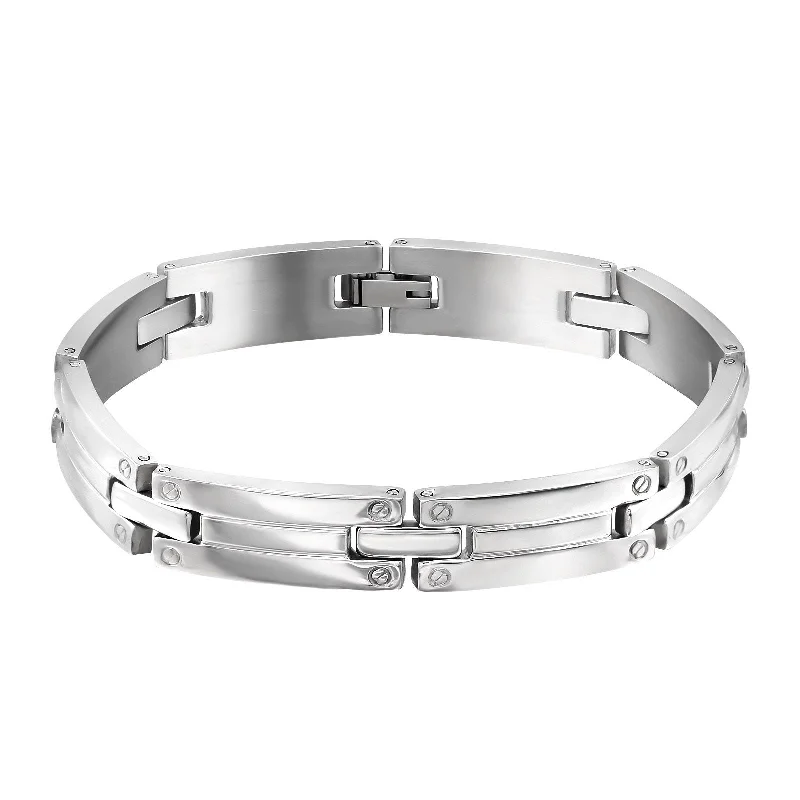 Men's 'Memphis' High Polish Stainless Steel Bracelet