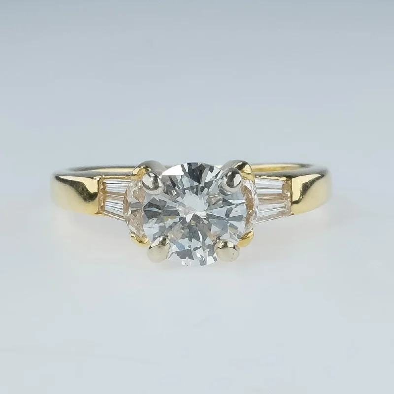 1.00ct Diamond Solitaire & Side Stones Engagement Ring 18K Yellow Gold