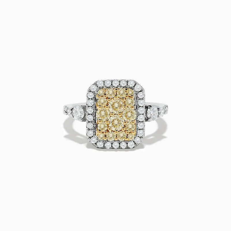 Canare` 14K Two Tone Gold White and Yellow Diamond Ring