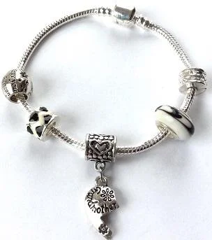 Adult's Grandmother 'Half Heart Love Always' Silver Plated Charm Bracelet