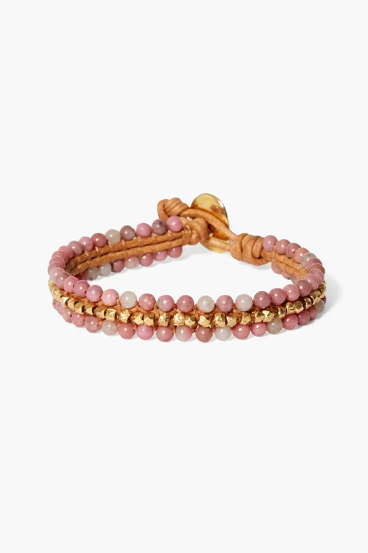 Koa Cuff Wrap Bracelet Rhodonite