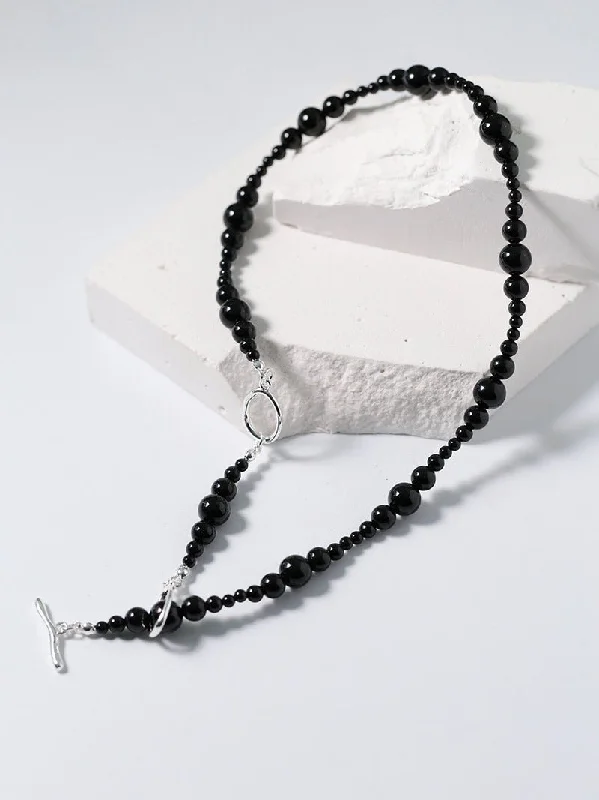 Gradual Black Agate Clavicle Chain