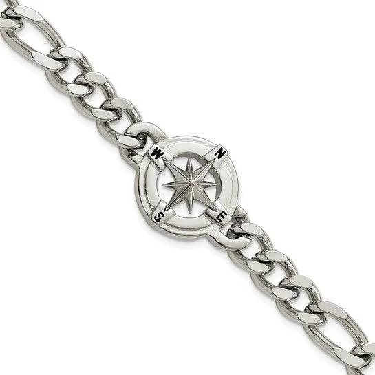 Compass Rose Men's Bracelet in Stainless Steel