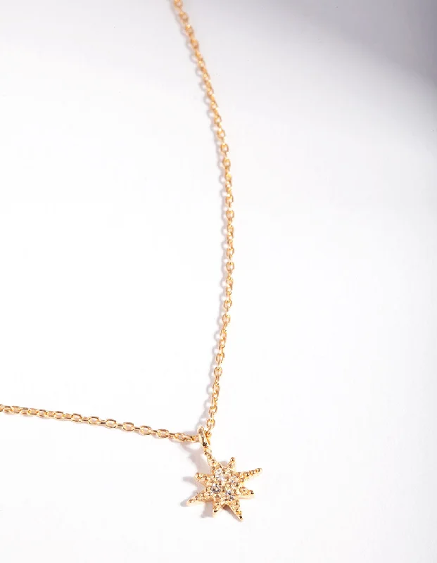 Gold Plated Sterling Silver Starburst Necklace