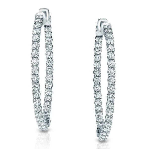 Auriya 14k Gold 2 carat TW Inside-out Diamond Hoop Earrings-30 mm (1.18-inch)