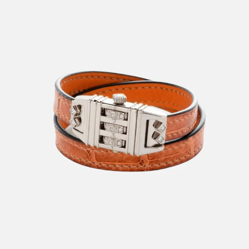 Code Bracelet, Orange Leather