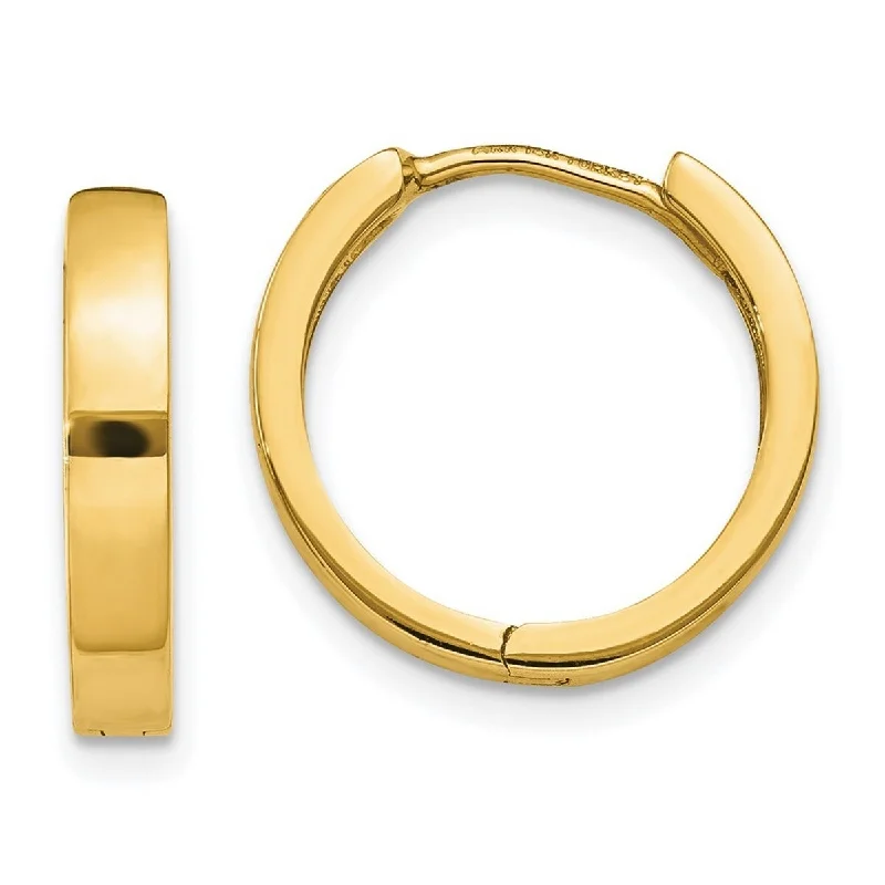 Curata 10k Yellow Gold 11x3mm Hinged Hoop Earrings