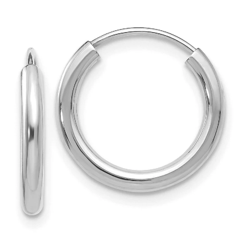 Curata 10k White Gold Polished Endless Hoop Earrings - 12x12mm