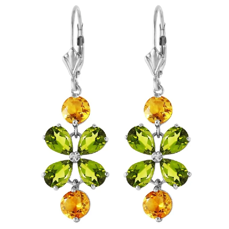 5.32 Carat 14K Solid White Gold Chandelier Earrings Peridot Citrine