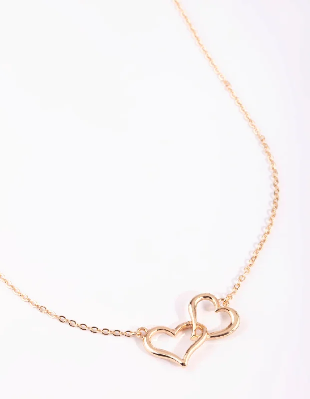 Gold Interlocked Hearts Necklace