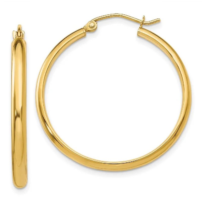 Curata 14k Yellow Gold Polished Hinged Post Hoop Earrings - 30x31mm