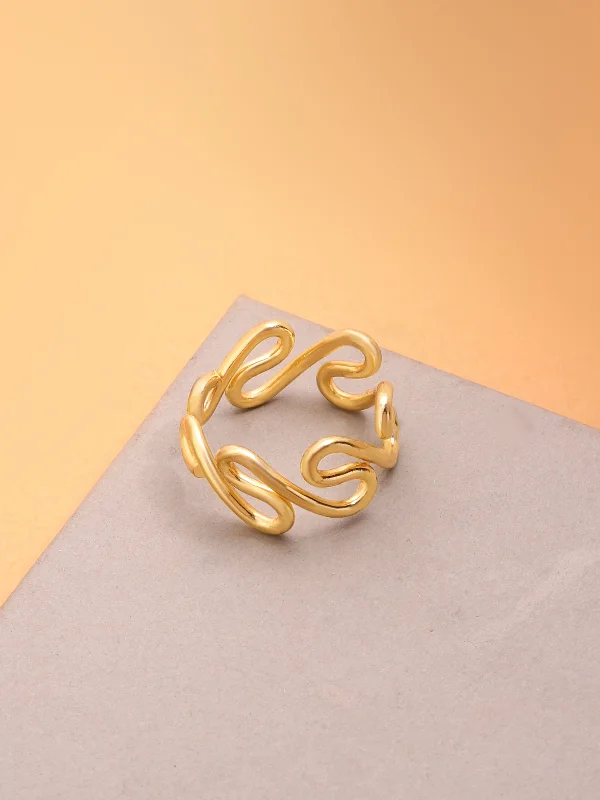 Hook Statement Brass Adjustable Ring