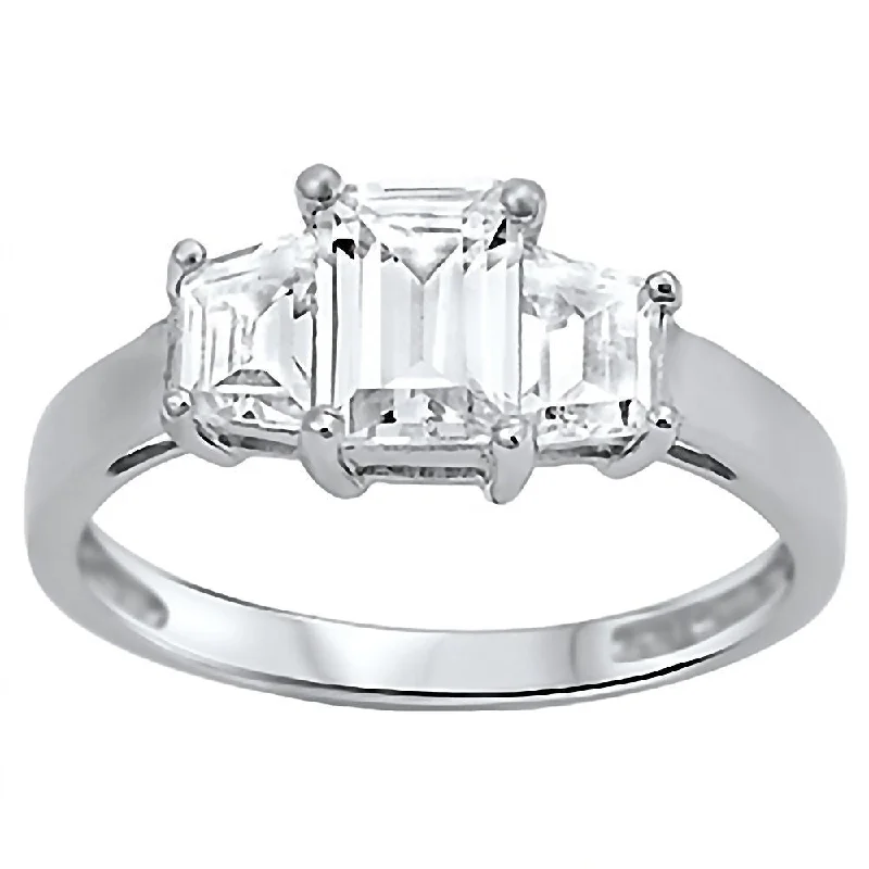 Ronelyn: 2.0ct Russian IOF CZ 3-stone PPF Style Silver Engagement Ring