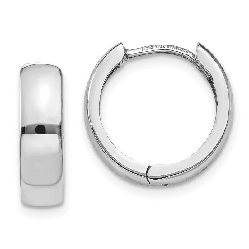 Curata 14k White Gold Polished 11x4mm Hinged Hoop Earrings