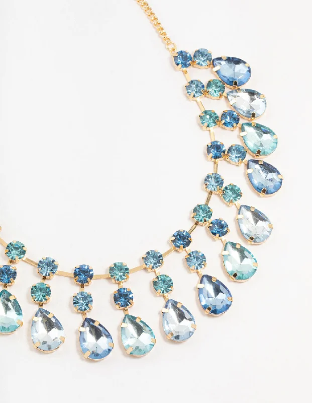 Blue Gold Statement Necklace