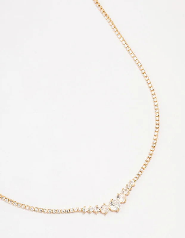 Gold Plated Symmetrical Graduating Round Necklace