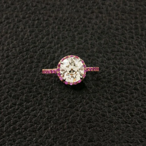 Pink Sapphire & Diamond Engagement Ring