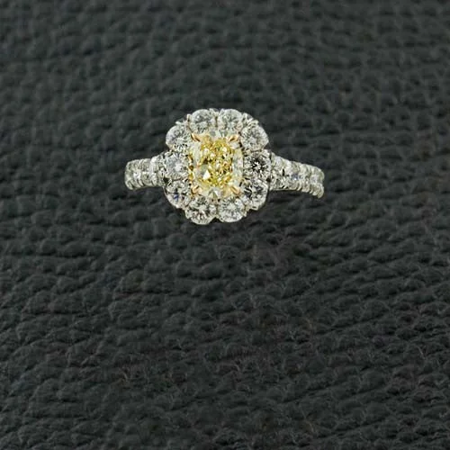 Yellow Diamond Halo Ring