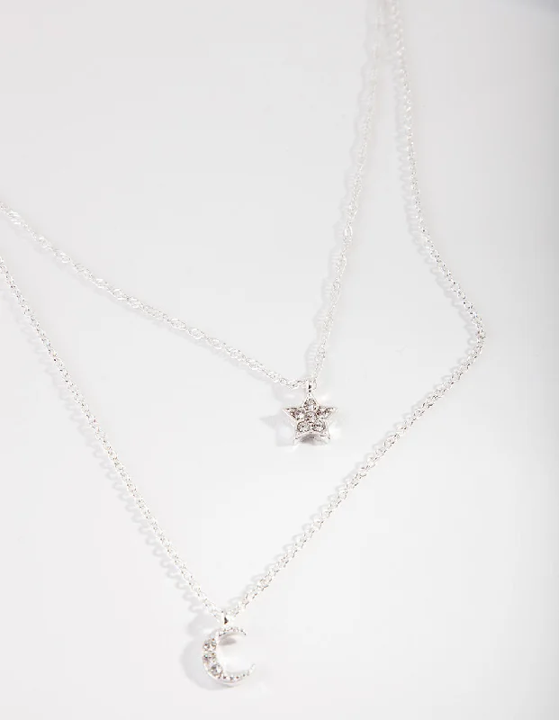 Silver Starry Night Layered Necklace