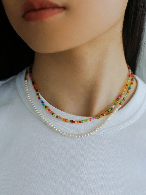 Colorful Beaded Pearl Necklace