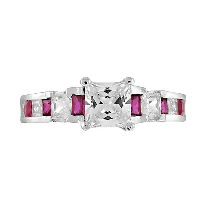 Olicia E: 2.14ct created Ruby and Russian Ice CZ Engagement Band Ring