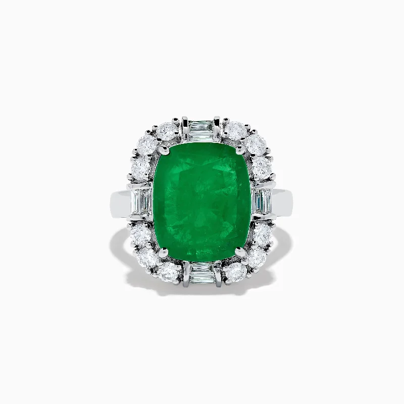 Brasilica 14K White Gold Emerald and Diamond Ring