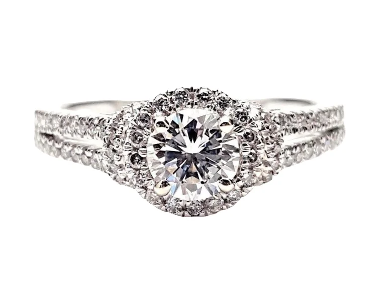 Halo Style Diamond Engagement Ring .61 Carat E/VVS2