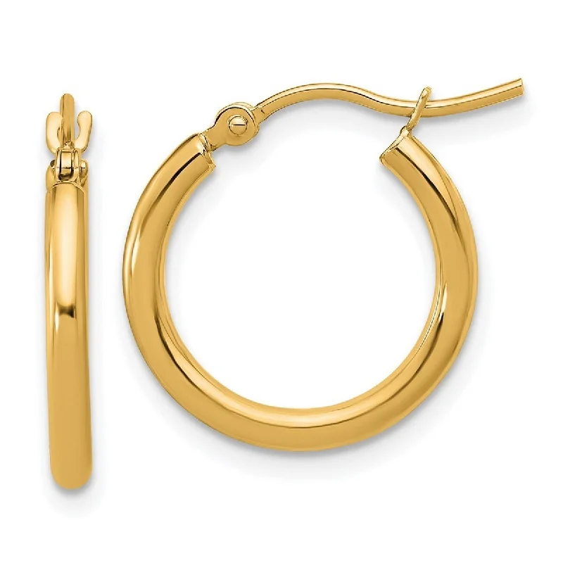 Curata 10k Yellow Gold Polished Lightweight Tube Hoop Earrings - 17x16.5mm