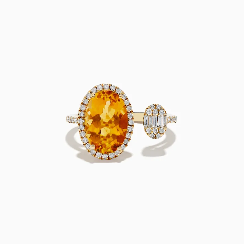 Sunset 14K Yellow Gold Citrine and Diamond Ring