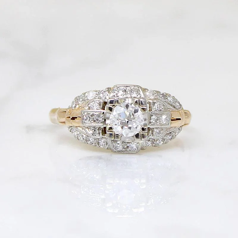 Glamorous 1930s Two-Tone Diamond Engagement Ring