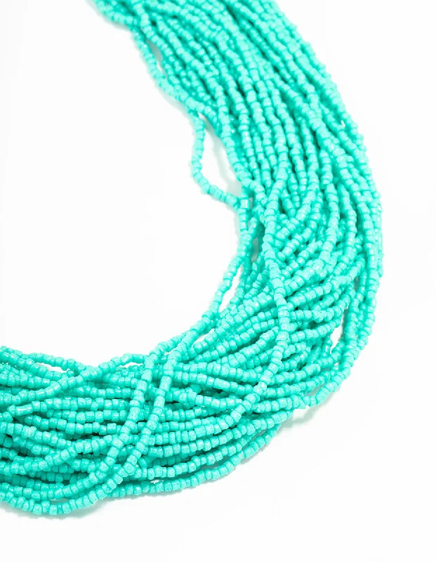 Green Layered Beaded Necklace