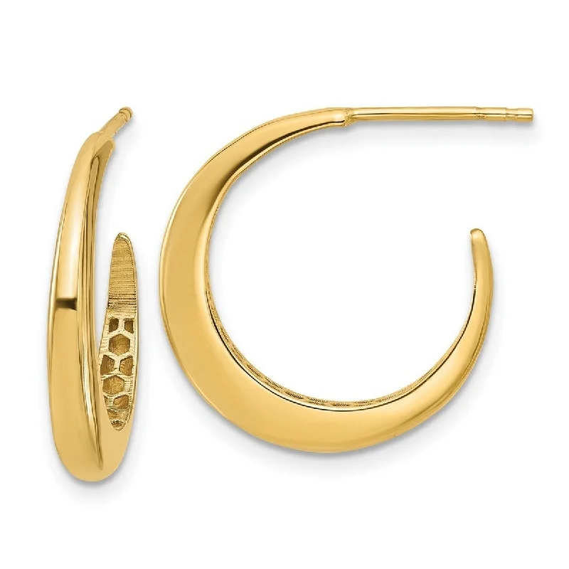 Curata 14k Yellow Gold Polished J hoop Post Earrings - 20.24x19.84mm