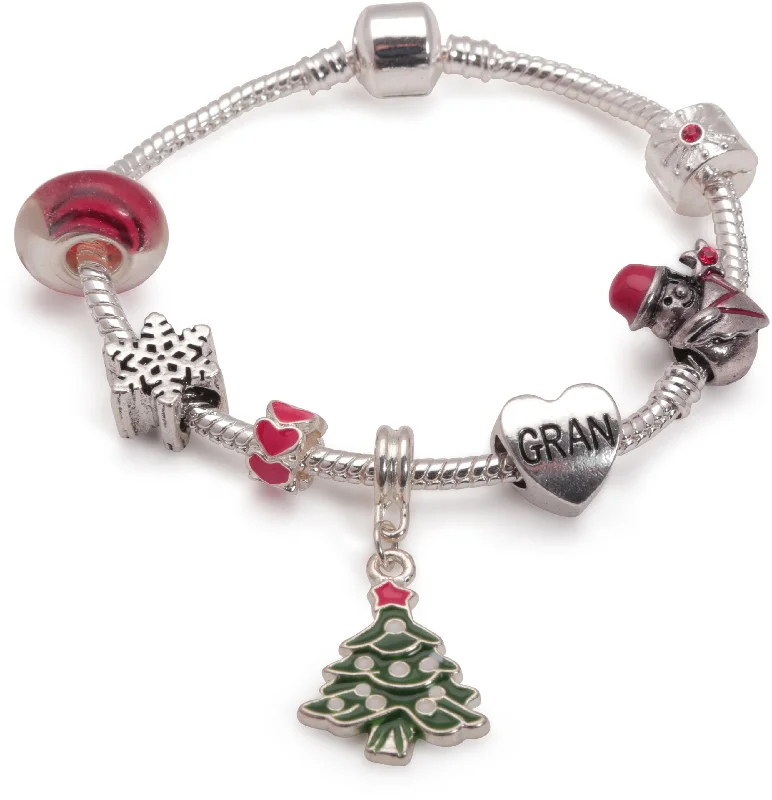 Adult's 'Gran Christmas Dream' Silver Plated Charm Bracelet