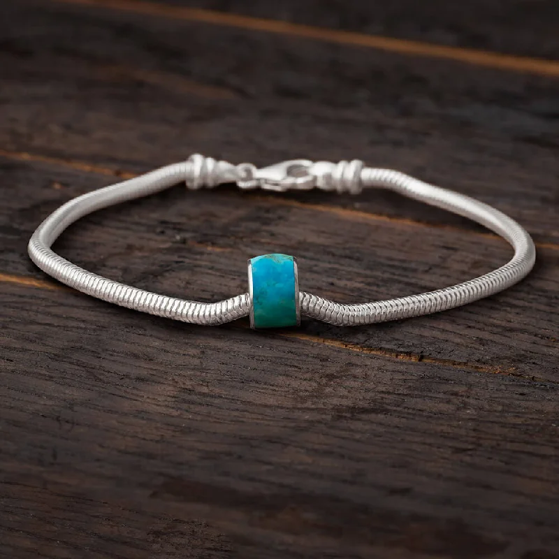 Genuine, Kingman Turquoise Charm Bead Bracelet