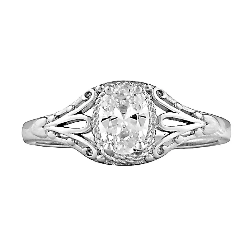 Clarissa: 1.0ct Oval-cut Russian Ice CZ Silver Engagement Promise Ring